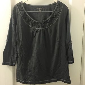 Eddie Bauer women’s gray cotton 3/4 sleeve top, XL